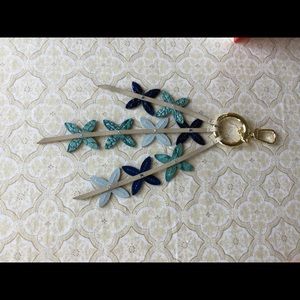 Brahmin golden rod leather flower strips key fob